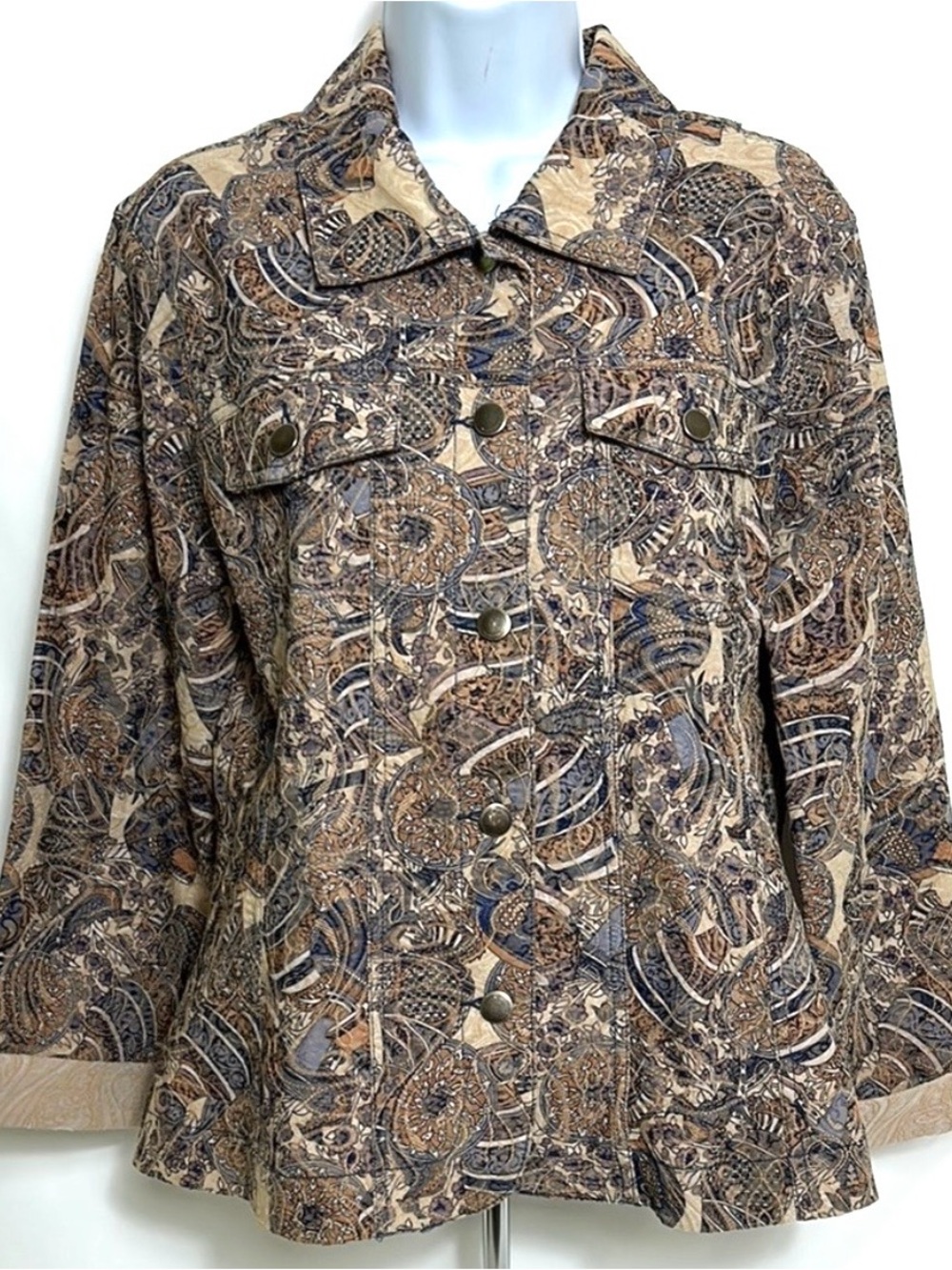 Vintage Analogy Button Front Paisley Women's Size Large Shirt Embroidered Jacket